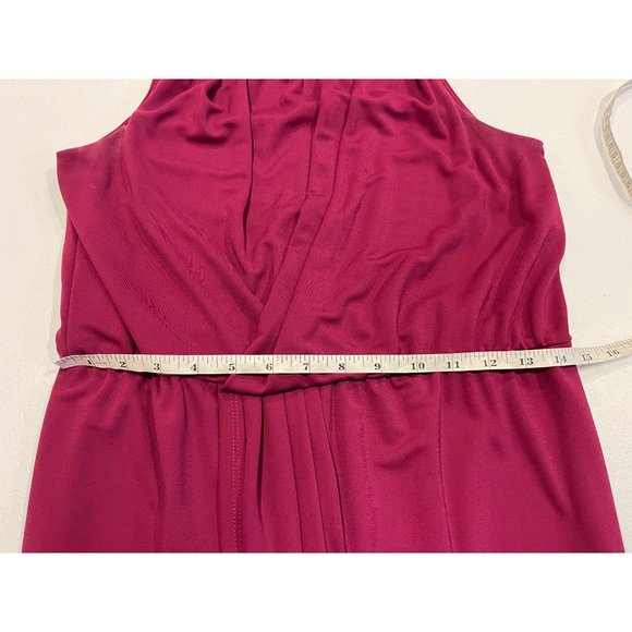 Adrianna Papell Womens Long Drape Dress Pleated Front Back Keyhole Maroon SZ 4P - Picture 6 of 8